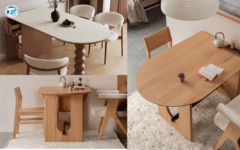 Bàn ăn đa năng thông minh gấp gọn hình oval